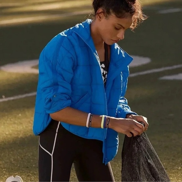 NWT Free People Pippa Packable Puffer Jacket Mid Atlantic Blue FP Movement Large - Picture 7 of 9